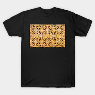 Portuguese Azulejos Brown Swirl on Orange Ovar T-Shirt